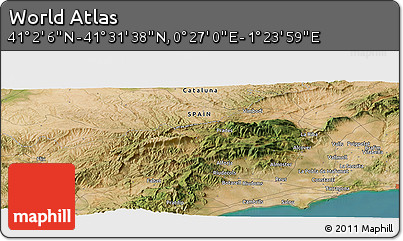 Satellite Panoramic Map of the Area around 41° 16' 52" N, 0° 55' 29" E