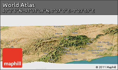 Satellite Panoramic Map of the Area around 41° 16' 52" N, 0° 55' 29" E