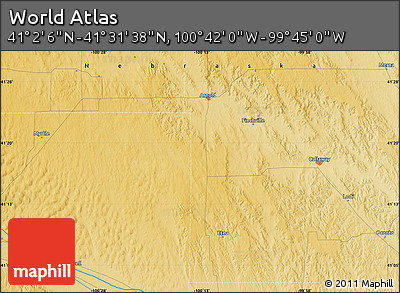 Physical Map of the Area around 41° 16' 52" N, 100° 13' 29" W
