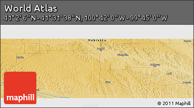 Physical Panoramic Map of the Area around 41° 16' 52" N, 100° 13' 29" W