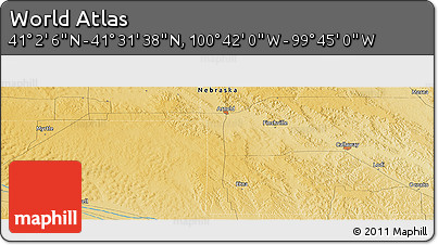 Physical Panoramic Map of the Area around 41° 16' 52" N, 100° 13' 29" W