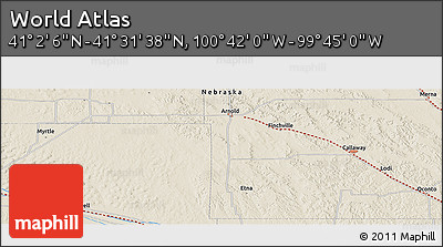 Shaded Relief Panoramic Map of the Area around 41° 16' 52" N, 100° 13' 29" W