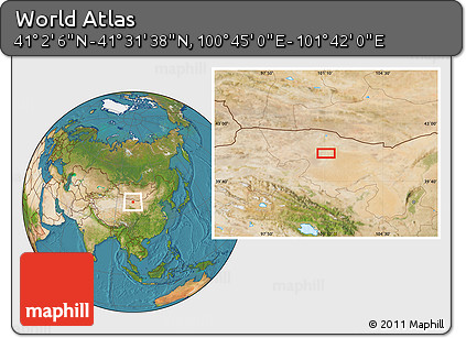 Satellite Location Map of the Area around 41° 16' 52" N, 101° 13' 29" E