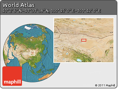 Satellite Location Map of the Area around 41° 16' 52" N, 101° 13' 29" E