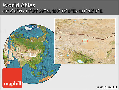 Satellite Location Map of the Area around 41° 16' 52" N, 101° 13' 29" E