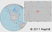 Gray Location Map of the area around 41° 16' 52" N, 101° 4' 29" W, hill shading