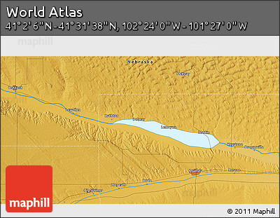 Physical 3D Map of the Area around 41° 16' 52" N, 101° 55' 30" W