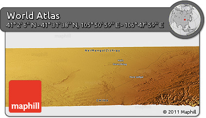 Physical Panoramic Map of the Area around 41° 16' 52" N, 106° 19' 29" E