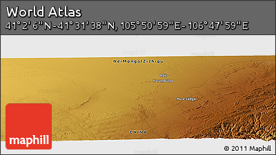 Physical Panoramic Map of the Area around 41° 16' 52" N, 106° 19' 29" E