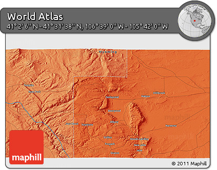 Political 3D Map of the Area around 41° 16' 52" N, 106° 10' 30" W