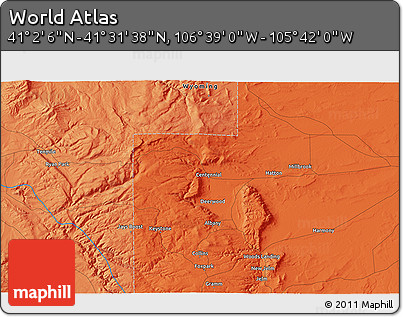 Political 3D Map of the Area around 41° 16' 52" N, 106° 10' 30" W
