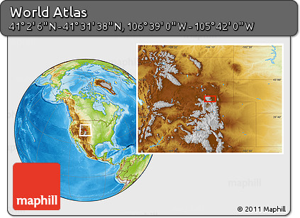 Physical Location Map of the Area around 41° 16' 52" N, 106° 10' 30" W
