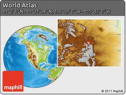 Physical Location Map of the Area around 41° 16' 52" N, 106° 10' 30" W