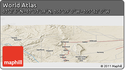Shaded Relief Panoramic Map of the Area around 41° 16' 52" N, 106° 10' 30" W