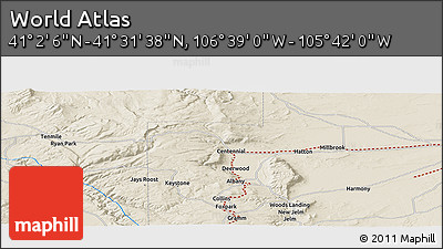 Shaded Relief Panoramic Map of the Area around 41° 16' 52" N, 106° 10' 30" W