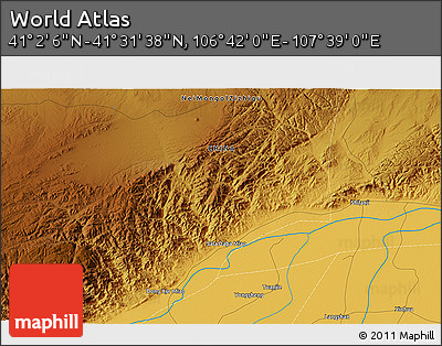 Physical 3D Map of the Area around 41° 16' 52" N, 107° 10' 30" E