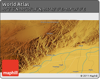 Physical 3D Map of the Area around 41° 16' 52" N, 107° 10' 30" E