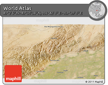 Satellite 3D Map of the Area around 41° 16' 52" N, 107° 10' 30" E
