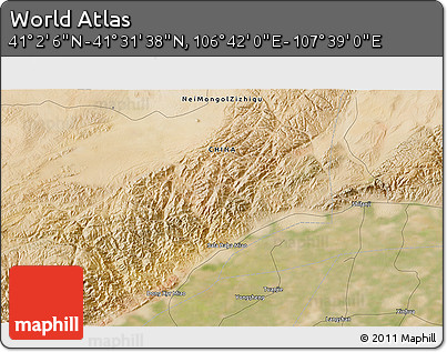 Satellite 3D Map of the Area around 41° 16' 52" N, 107° 10' 30" E