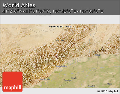 Satellite 3D Map of the Area around 41° 16' 52" N, 107° 10' 30" E