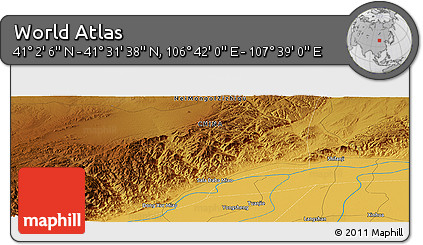 Physical Panoramic Map of the Area around 41° 16' 52" N, 107° 10' 30" E