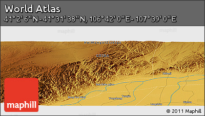 Physical Panoramic Map of the Area around 41° 16' 52" N, 107° 10' 30" E