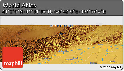 Physical Panoramic Map of the Area around 41° 16' 52" N, 107° 10' 30" E