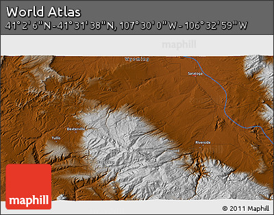 Physical 3D Map of the Area around 41° 16' 52" N, 107° 1' 30" W