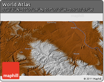 Physical 3D Map of the Area around 41° 16' 52" N, 107° 1' 30" W