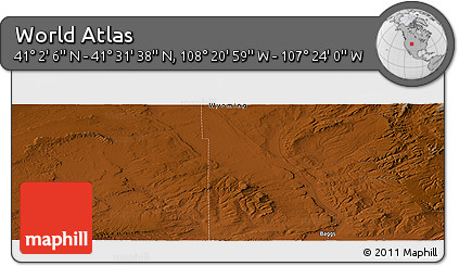 Physical Panoramic Map of the Area around 41° 16' 52" N, 107° 52' 30" W