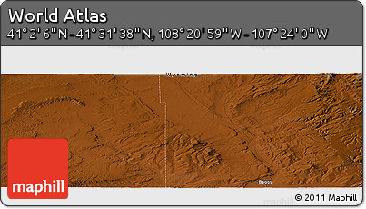 Physical Panoramic Map of the Area around 41° 16' 52" N, 107° 52' 30" W