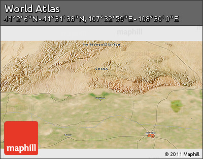 Satellite 3D Map of the Area around 41° 16' 52" N, 108° 1' 30" E