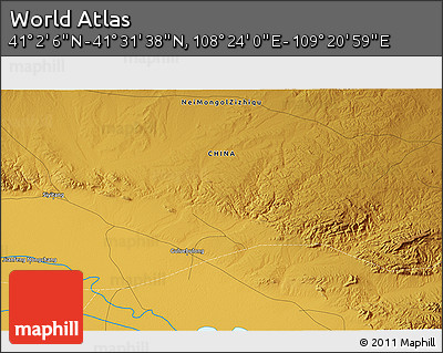 Physical 3D Map of the Area around 41° 16' 52" N, 108° 52' 30" E