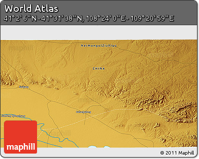 Physical 3D Map of the Area around 41° 16' 52" N, 108° 52' 30" E