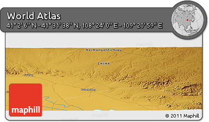 Physical Panoramic Map of the Area around 41° 16' 52" N, 108° 52' 30" E