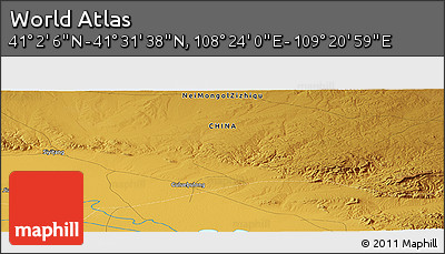 Physical Panoramic Map of the Area around 41° 16' 52" N, 108° 52' 30" E