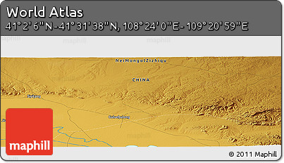 Physical Panoramic Map of the Area around 41° 16' 52" N, 108° 52' 30" E