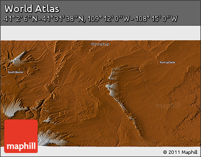 Physical 3D Map of the Area around 41° 16' 52" N, 108° 43' 29" W