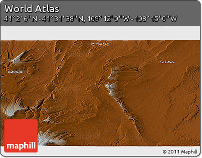 Physical 3D Map of the Area around 41° 16' 52" N, 108° 43' 29" W