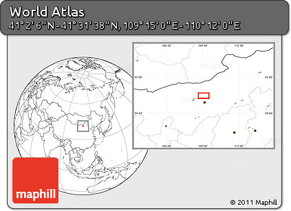 Blank Location Map of the Area around 41° 16' 52" N, 109° 43' 29" E