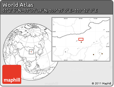Blank Location Map of the Area around 41° 16' 52" N, 109° 43' 29" E