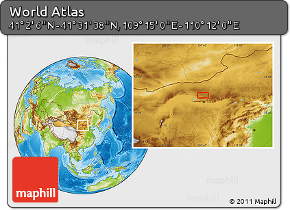 Physical Location Map of the Area around 41° 16' 52" N, 109° 43' 29" E