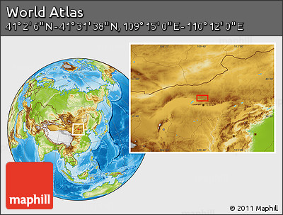 Physical Location Map of the Area around 41° 16' 52" N, 109° 43' 29" E