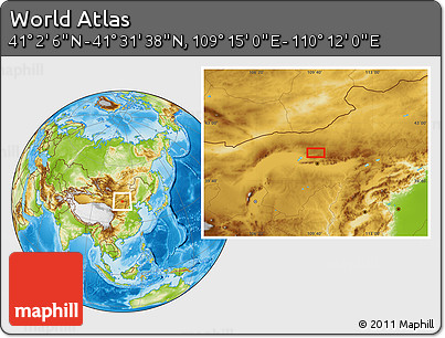 Physical Location Map of the Area around 41° 16' 52" N, 109° 43' 29" E