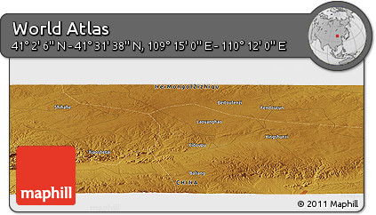Physical Panoramic Map of the Area around 41° 16' 52" N, 109° 43' 29" E