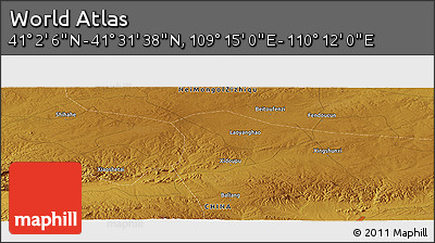 Physical Panoramic Map of the Area around 41° 16' 52" N, 109° 43' 29" E