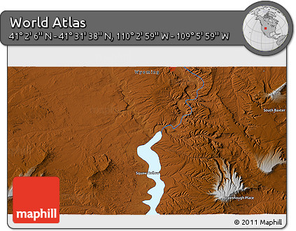 Physical 3D Map of the Area around 41° 16' 52" N, 109° 34' 29" W