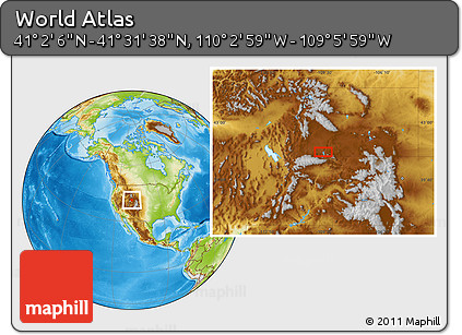 Physical Location Map of the Area around 41° 16' 52" N, 109° 34' 29" W