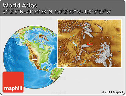 Physical Location Map of the Area around 41° 16' 52" N, 109° 34' 29" W