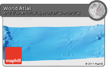 Physical Panoramic Map of the Area around 41° 16' 52" N, 10° 7' 30" W
